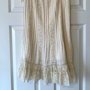 Vtg Christian Dior by Galliano RTW 2004 silk logo lace midi prairie skirt NWOT